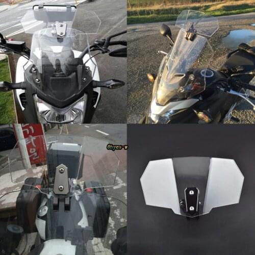 Airflow Adjustable Windshield Clear Variable Spoiler Windscreen Wind Deflector For Honda Yamaha Suzuki Kawasaki BMW Ducati KTM