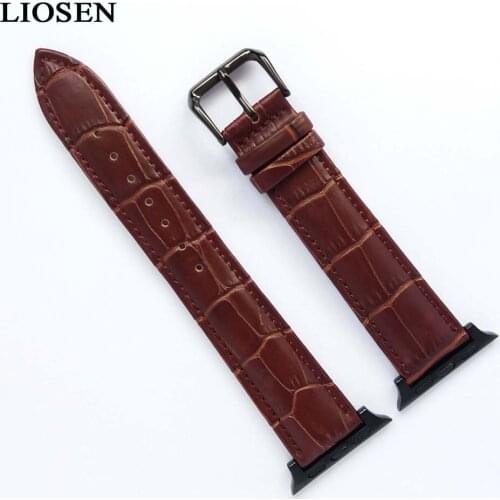 LIOSEN Watchband for iWatch Apple Watch 38mm 42mm Women Men Genuine Leather Strap Watch Accessories