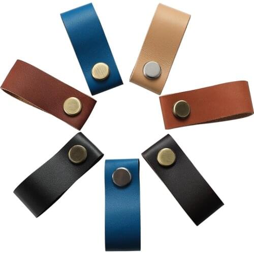 Cabinet Handle Soft Cow leather Leather Dresser Drawer Door Knobs Pull Furniture Hardware leather handle