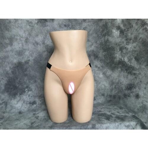 Silicone fake Vagina Artificial Vagina Bun Vulva T String TD Crossdress Transgender Drag Queen Vagina Panties Hide Male Genital