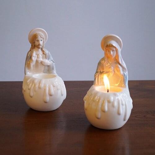 Creative Ceramics Jesus Madonna Small Decorations Home Decoration Living Room Coffee Table Desktop Decorations Gift Ceramics