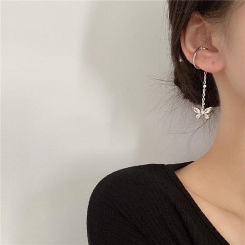 U-Magical Temperament Love Heart Waterdrop Butterfly Cubic Zircon Clip Earrings for Women Charming Tassel Earrings Jewellery