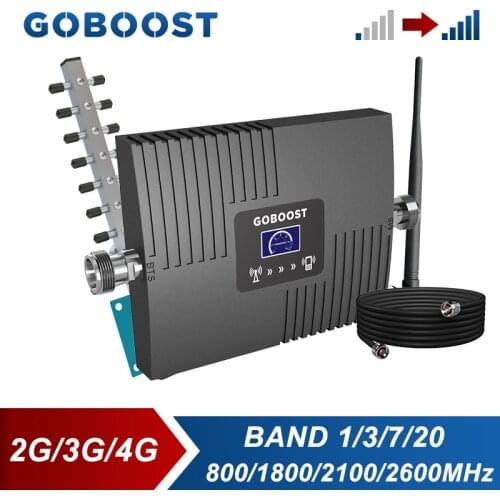 GOBOOST Cell Phone Signal Booster For 2G 3G DCS 1800 UMTS 2100 Repeater LTE 4G 2600 800 MHz Cellular Amplifier With Antenna Kit