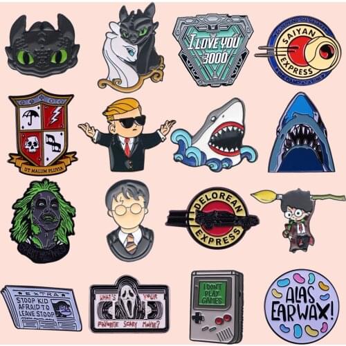 ZF3388 Cartoon Figure Shark Dragon Hard Enamel Pin Badge Backpack Bag Collar Lapel Pins Decoration Jewelry Gifts For Friends