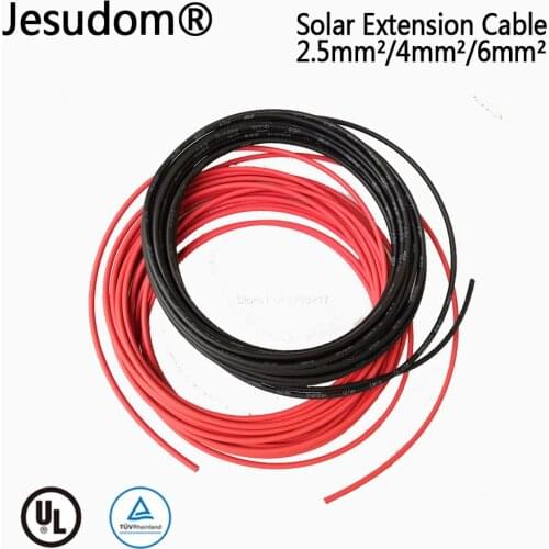 1pair 6mm2/ 4mm2/ 2.5mm2 10/12/14AWG Black+Red 7/8/10m Solar PVC Insulated electrical PV Connector cables solar panel connect