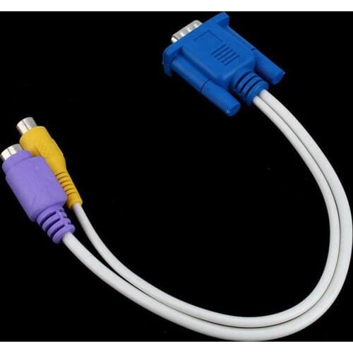 1pc 15Pin PC VGA SVGA TO S-Video RCA Composite AV TV Out Converter Adapter Cable