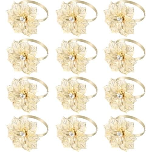 12 Pcs Napkin Rings Dedicated Exquisite Flower Design Napkin Holders for Hotel