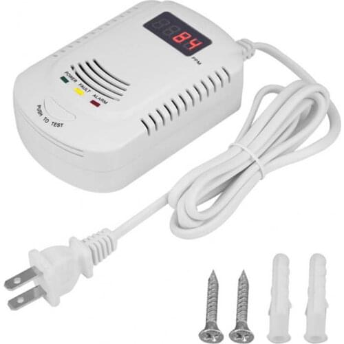 Hot Sales Plug-in LPG with Talking Alarm Gas Leak Sensor Alarm Detector And Digital LED Display And 9V Battery Back Up