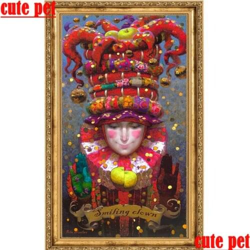 5d Smiling clown Decorative painting artworkdiy diamond painting square drill round diamond Mosaic embroidery wallpaper No Frame