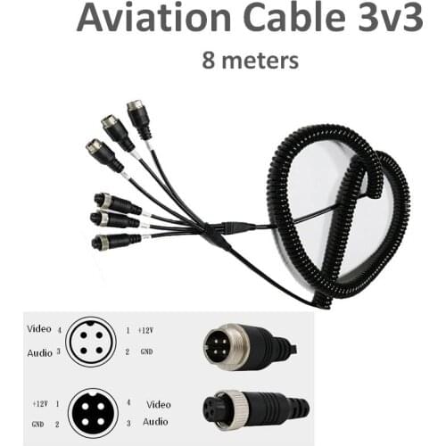 8 Meters 4pin Aviation Cable Car subwoofer audio cable Car back camera cable video splitter Aviation for video monitor and CCTV
