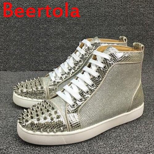 Beertola Male Manual Comfortable Rivet Loafers Men Casual Shoes Party Dress Flats Sneakers Chaussures Pour Hommes Big Size