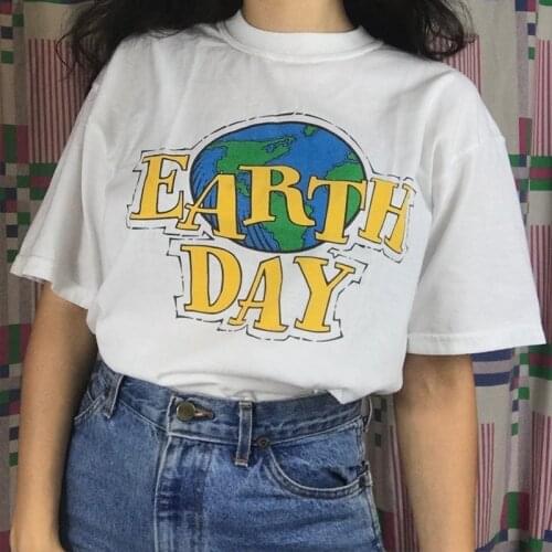 Earth Day Women T Shirts Save The Earth Graphic Cotton Tshirt White Graphic Tee Short Sleeve O Neck Tops Dropshipping