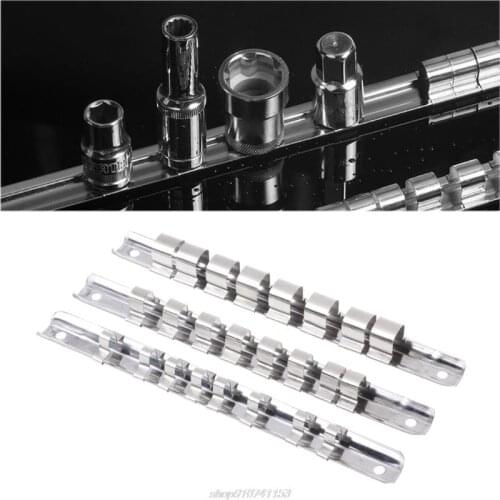 Socket Rack Holder 1/4" 3/8" 1/2" with 8 Clips On Rail Tool Organizer Storage AG02 21 Dropshipping