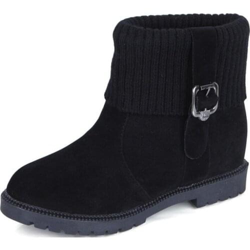 Breathable classic elegant fashion flock warm boots shose cancise pumps winter Soft and comfortable wedges women casual boots