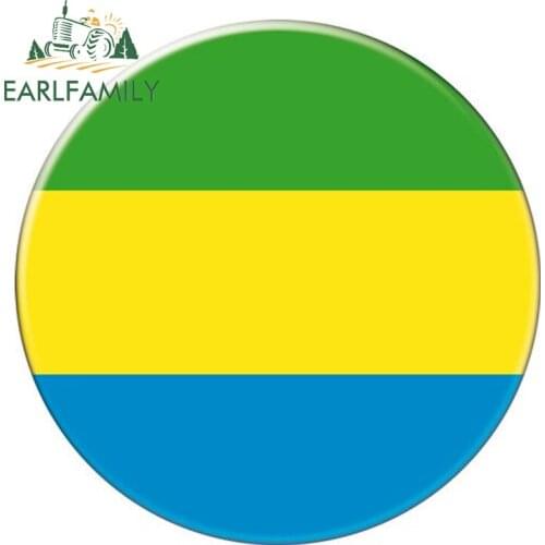 EARLFAMILY 13cm x 13cm Auto Moto Bike Suitcase Laptop Flag Round Gabon Decal Waterproof Car Stickers