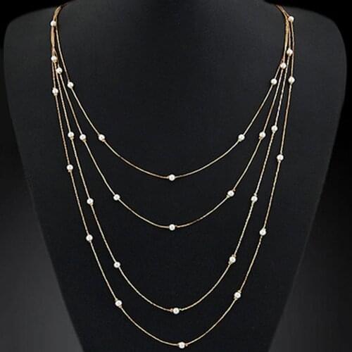 2018 Womens Elegant Multi Layers Long Chain Beads Charm Necklace Fashion Jewelry
