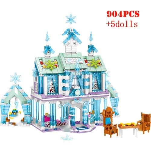 Girls Princess Figures Ice Castle Building Blocks Friends City Queen Palace House Bricks Children Toys Christmas Gifts For Girls