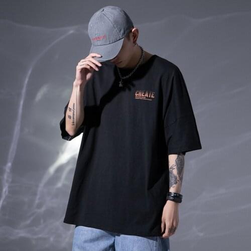 Japanese Mens Summer Popular Logo Short Sleeve T Shirt Bat Sleeve Gradual Letter Reflective Strip T-shirt Free Shipping