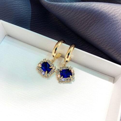 Geometric Drop Earrings for Women Bijoux Small Circle Green Blue Crystal Earrings Statement Jewelry Gifts