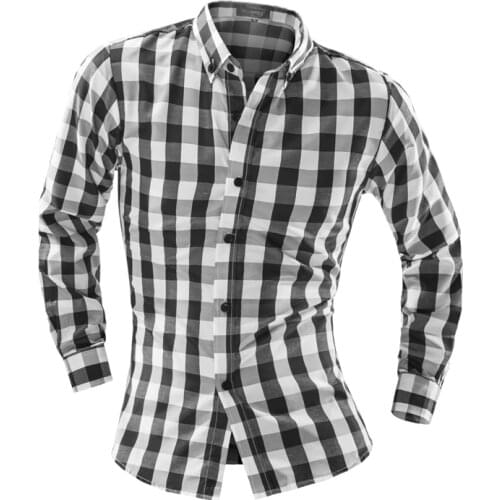 Hot sell 2018 New Autumn Fashion Brand Men Clothes Slim Fit Men Long Sleeve Shirt Men Plaid Cotton Casual Men Dress shirt XXL