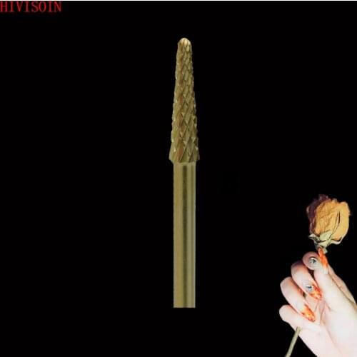HIVISOIN- 4pcs-Carbide Nail Drill Bit - Small Cone Bit - (60090070) Gold