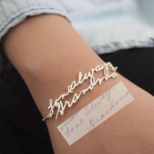 Custom Fashion Handwriting Bracelet For Women Jewelry Stainless Steel Personalized Pulseras Gothic Pulsera Anniversary Gift