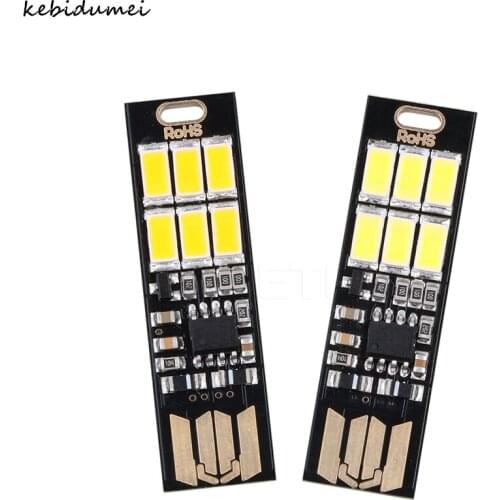 Kebidumei 1pcs Portable Mini USB Power 6 LED Lamp 1W 5V Touch Dimmer Warm/pure white Light for Power Bank Computer Laptop