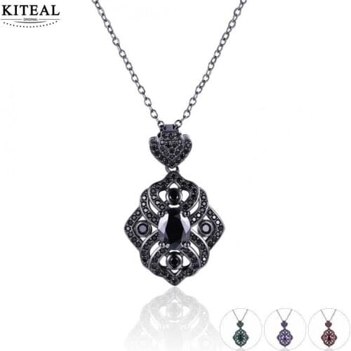 KITEAL online shopping india Gold color Green Purple Red pendants Black Gold Filled CZ bead necklace horloge