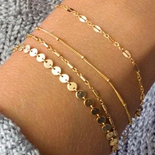 New Fashion Jewelry Euro-American Popular Independent 4 sets of bracelets new tube chain round piece lace bracele for women gift