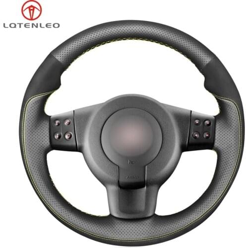 LQTENLEO Black Suede Leather Steering Wheel Cover For Seat Leon (1P) FR 2005-2009 Leon (1P) Cupra 2005-2009 Ibiza (6L) FR 2005