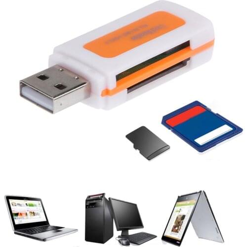 Mini USB2.0 4 Card Slots Smart Card Reader SD/MMC TF MS M2 Multi Memory Cardreader for Computer PC Laptop