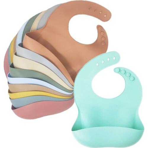 Silicone Bib Waterproof Infant Bibs Fashionable Baby Newborn Feeding Cloth Toddle Bibs Adjustable Saliva Towel For Boys Girls