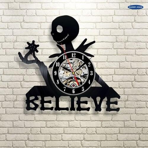 Believe Gift Wall Clock Vinyl Record Art Decor Vintage, duvar saati saat reloj large wall clock duvar saati
