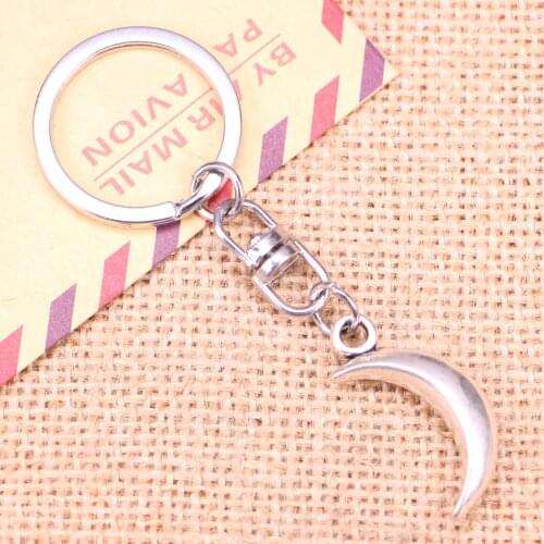 New Fashion Keychain 31x14mm moon Pendants DIY Men Jewelry Car Key Chain Ring Holder Souvenir For Gift