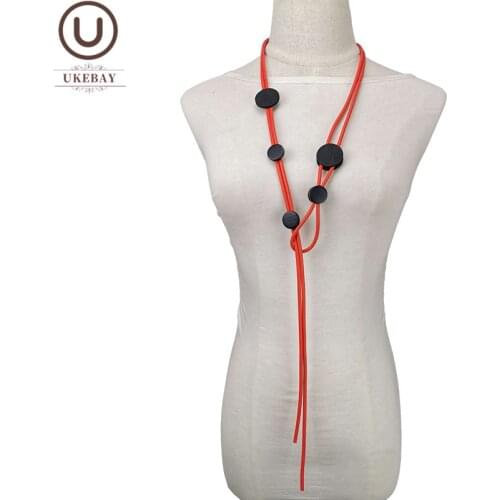 UKEBAY New Long Statement Necklaces For Women Handmade Jewelry 5 Colors Rubber Necklace Chain Bohemia Ethnic Jewelry Accessories
