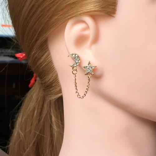 NANNY Fashion Trend Womens Earrings Star Moon Single Ear Series Tassel Alloy Zircon Inlaid Music Party Bar Popular Accessories