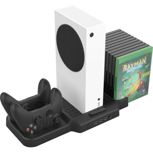 3-in-1 Charging Cooling Stand with 11 Game Disc Slot Compatible with XBOX Series X/S Controller Console Storage Rack