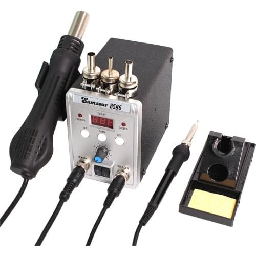 8586 2 in 1 Soldering Station Hot Air Gun Solder Iron SMD BGA Rework Desoldering Welding Repair Tools