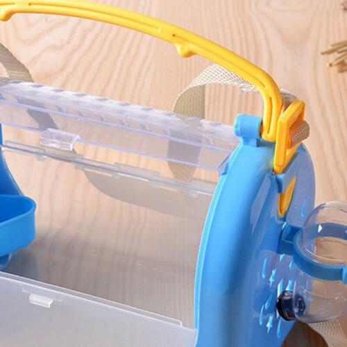 Hamster Travel Carrier Portable Plastic Cage Parrot with Handle Transparent Outing Case for Sugar Glider Mice 3 Colors