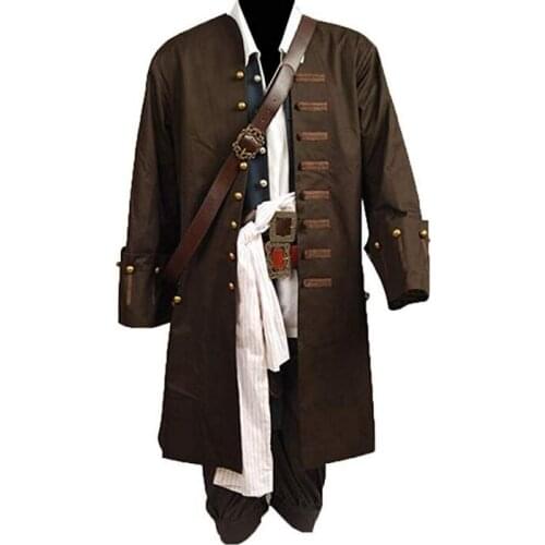 Pirates Of The Caribbean Jack Sparrow Jacket Cosplay Costume Set Cosplay Costume For Men