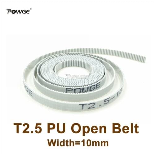 POWGE 1meters T2.5 PU Open-Ended Timing Belt T2.5-10 Width=10mm T2.5 10 Belt Fit T2.5 Timing Pulley For 3D Printer CNC RepRap