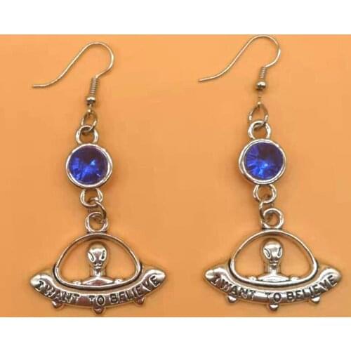 Christmas stone alien UFO spacecraft pendant earrings female gift jewelry