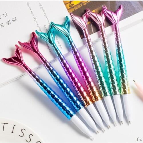 100 Pcs Mermaid Ballpoint Pen Styling Fish Ball Pens School Supply Ball Point Pen Novel Office Gift