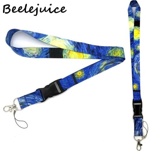 Van gogh Starry sky oil painting Classical Style Lanyard For keys The 90s Phone Badge Holder Neck Straps Hang Ropes Lanyards