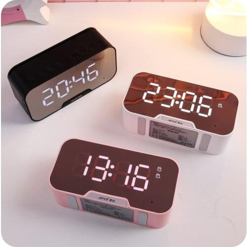 Led Mirror Bluetooth Creative Digital Alarm Clock Electronic Minimalist Silent Alarm Clock Fashion Bedroom Decor New Hot MM60NZ