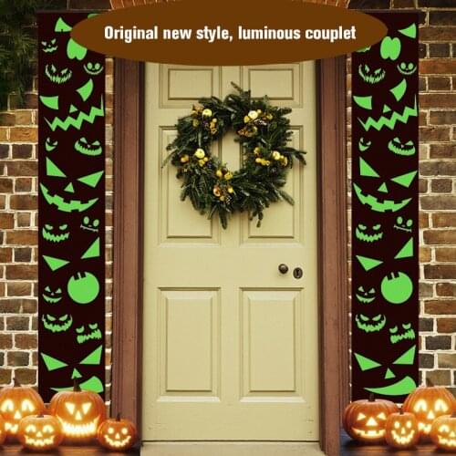 Luminous Halloween Decorations Outdoor Indoor Porch 2021 Ghost Pumpkin Halloween Party Props Deco House Home Couplet 31x180cm