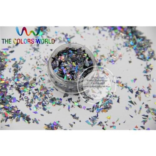 TCA1002 Holographic Light Black Color Mylar Sheet Random Cut Size Flakes for nail decoration and other art DIY decoration
