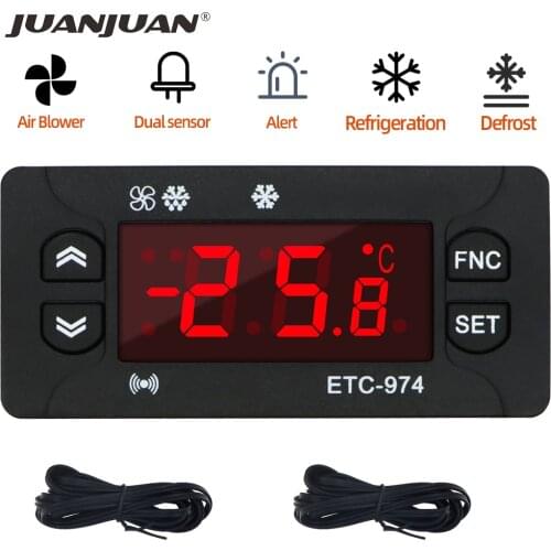 ETC-974 Thermoregulator Temperature Controller Refrigerator Defrosting Alarm Heating Control with Dual NTC sensor 220V 30%OFF