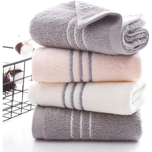 Thickness Face Towel Pure Cotton Solid Color Stripe Reactangle Towel Strong Water Absorption Household Towels for Home Bathroom