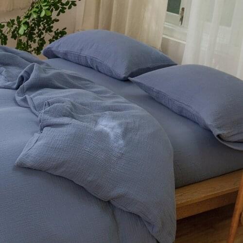 Three-Layer Yarn Cotton Four-Piece Cotton Gauze Soft Breathable Bare Sleeping Skin-Friendly Bed Sheet Quilt Cover Home Textile